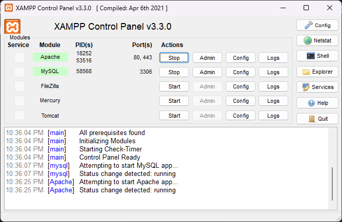 Opening PHPMyAdmin with XAMPP